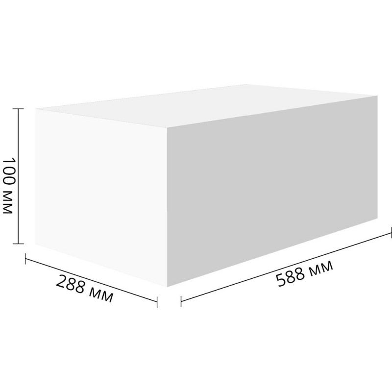 Перегородочные газосиликатные блоки СЗСМ D500, 588x100x288