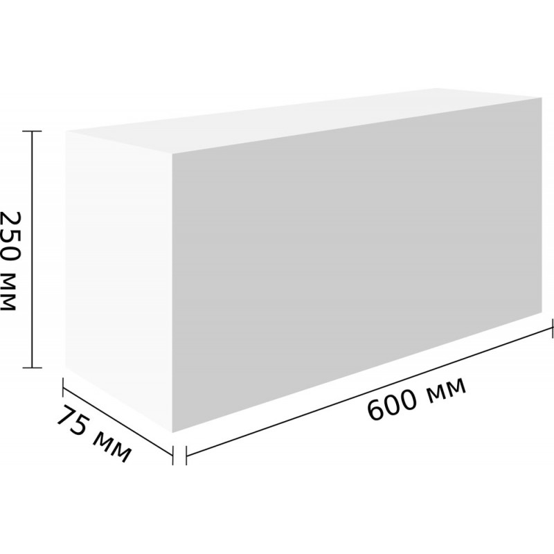 Перегородочные блоки D400, 600x250x75